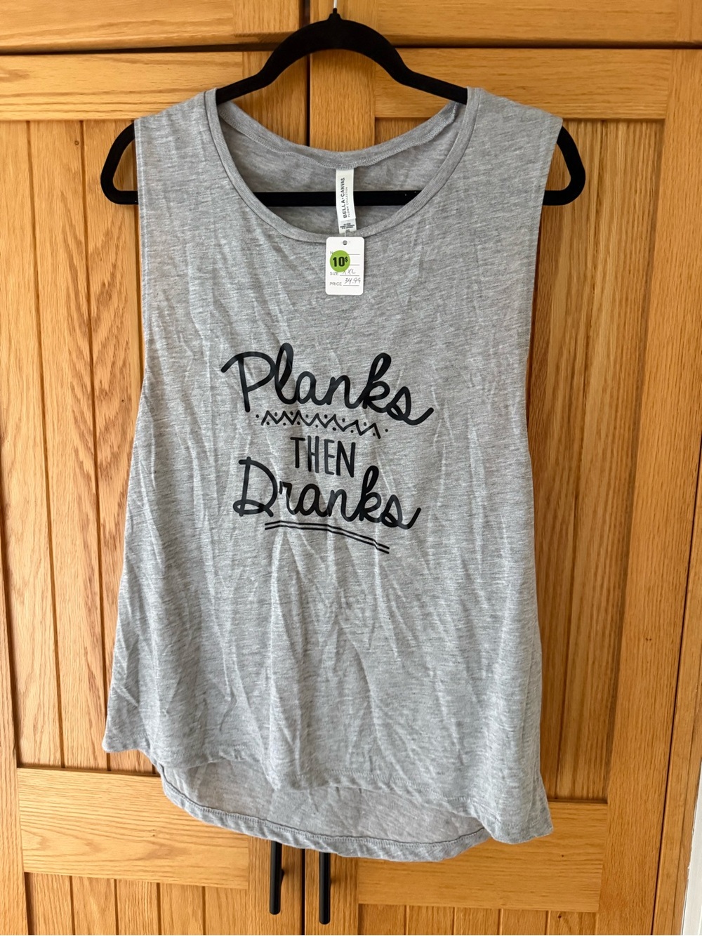 Gray Sleeveless Graphic Tank Top - Planks Then Dranks